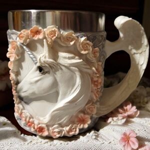 Vtg Ebros Sacred Bridal Unicorn Roses Mug Drink Beer Stein Tankard Coffee Cup